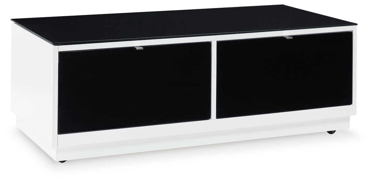 Gardoni White/Black Coffee Table and 2 Chairside End Tables from Ashley Furniture - Luna Furniture