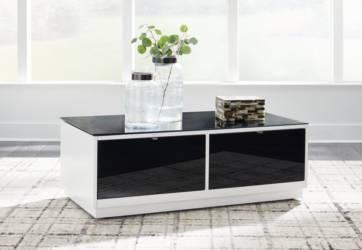 Gardoni White/Black Coffee Table and 2 End Tables from Ashley Furniture - Luna Furniture