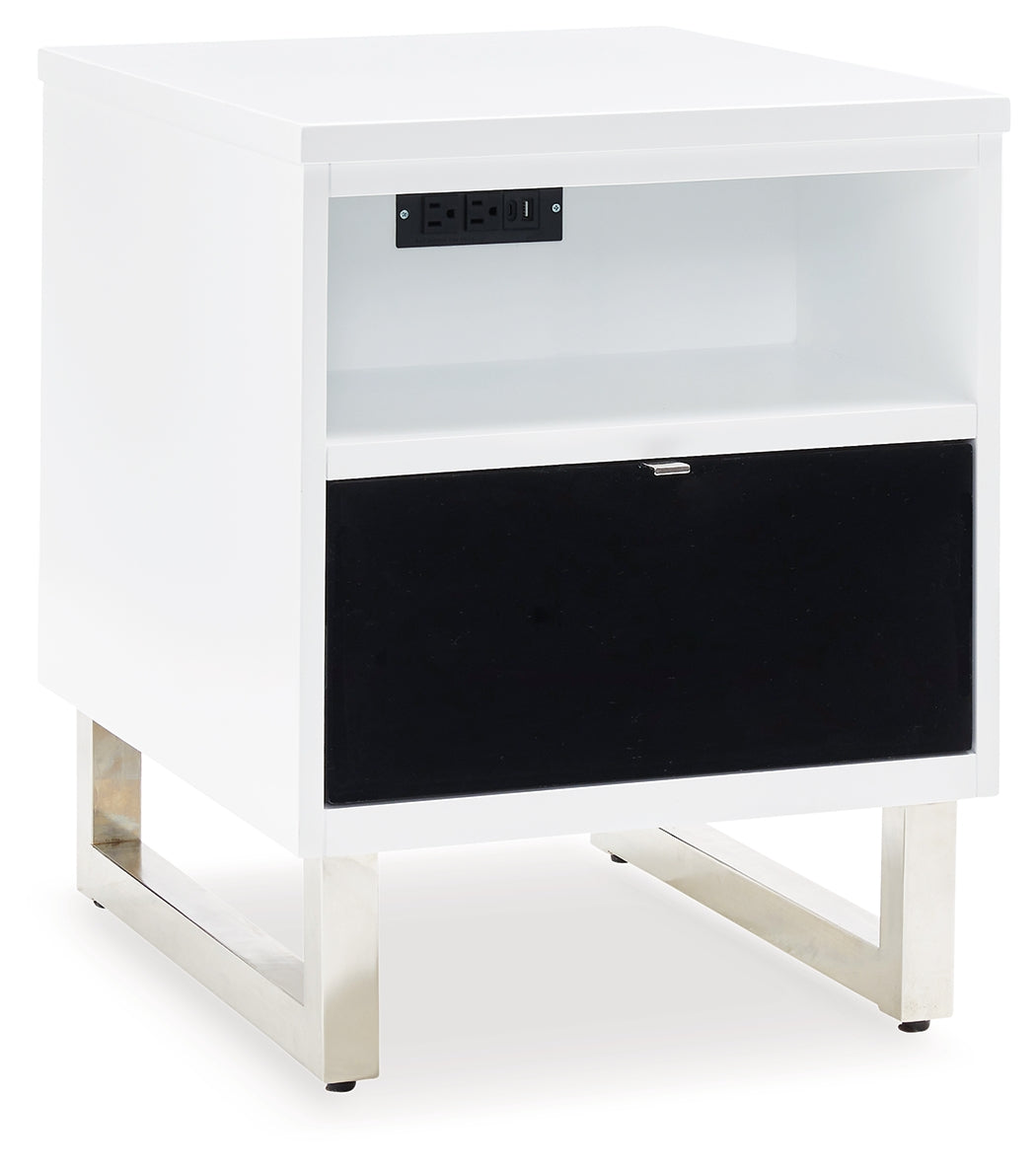 Gardoni White/Black Coffee Table and 2 Chairside End Tables from Ashley Furniture - Luna Furniture