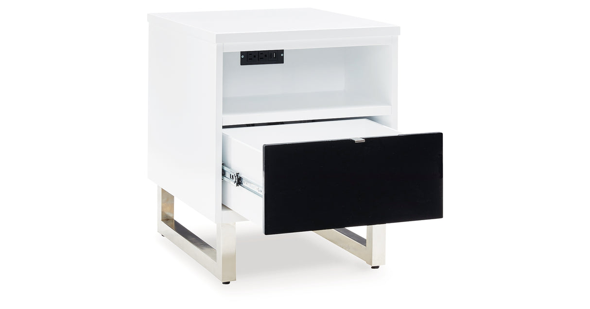 Gardoni White/Black Chairside End Table from Ashley - Luna Furniture