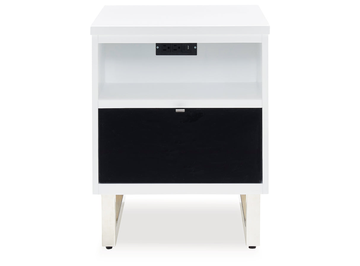 Gardoni White/Black Chairside End Table from Ashley - Luna Furniture