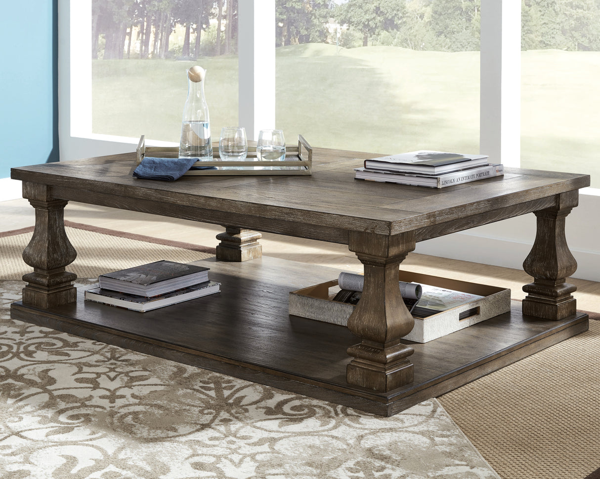 Johnelle Coffee Table with 2 End Tables in Gray from Ashley - Luna Furniture