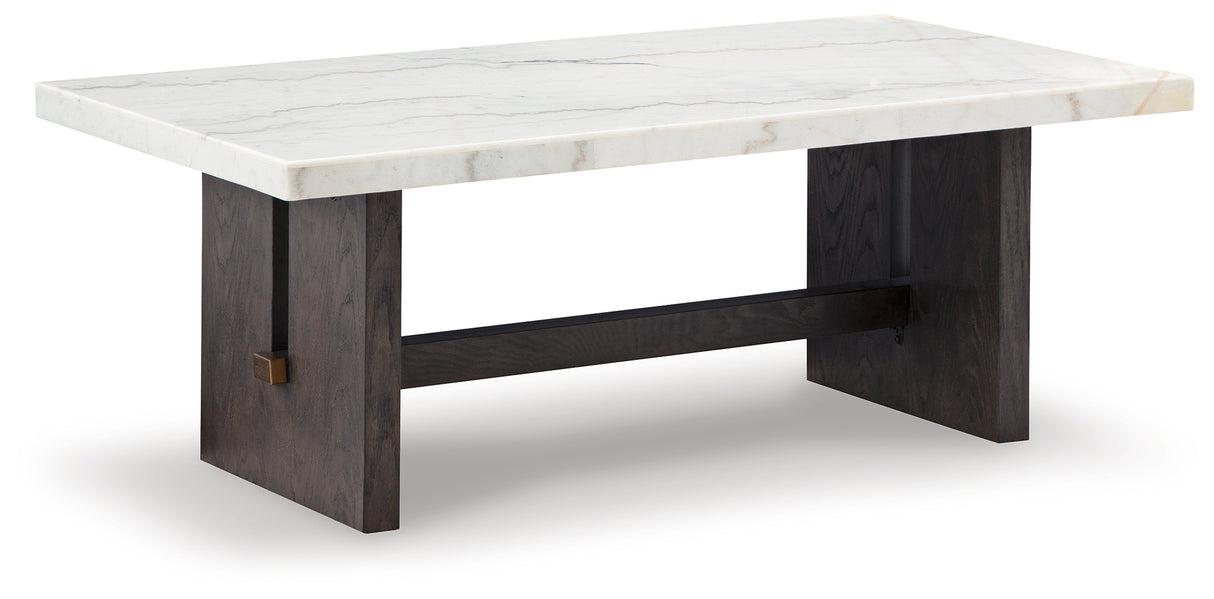 Burkhaus White/Dark Brown Coffee Table and 2 Ends from Ashley - Luna Furniture