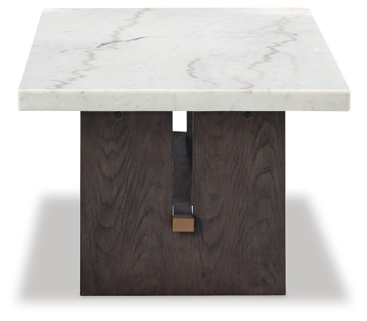 Burkhaus White/Dark Brown Coffee Table and 2 Ends from Ashley Furniture - Luna Furniture