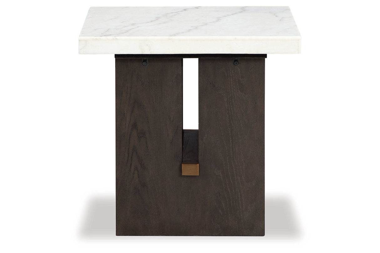 Burkhaus White/Dark Brown End Table from Ashley - Luna Furniture