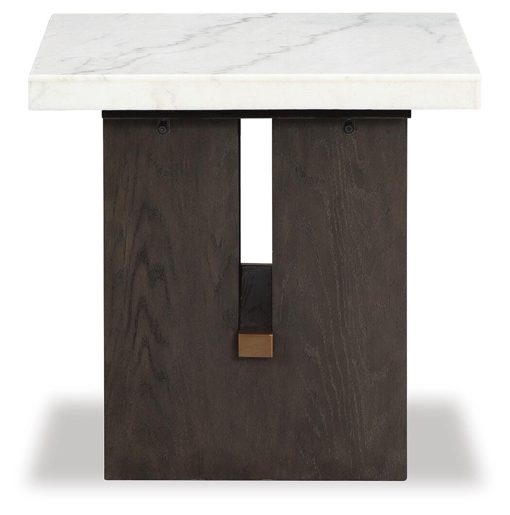 Burkhaus White/Dark Brown Coffee Table and 2 Ends from Ashley Furniture - Luna Furniture