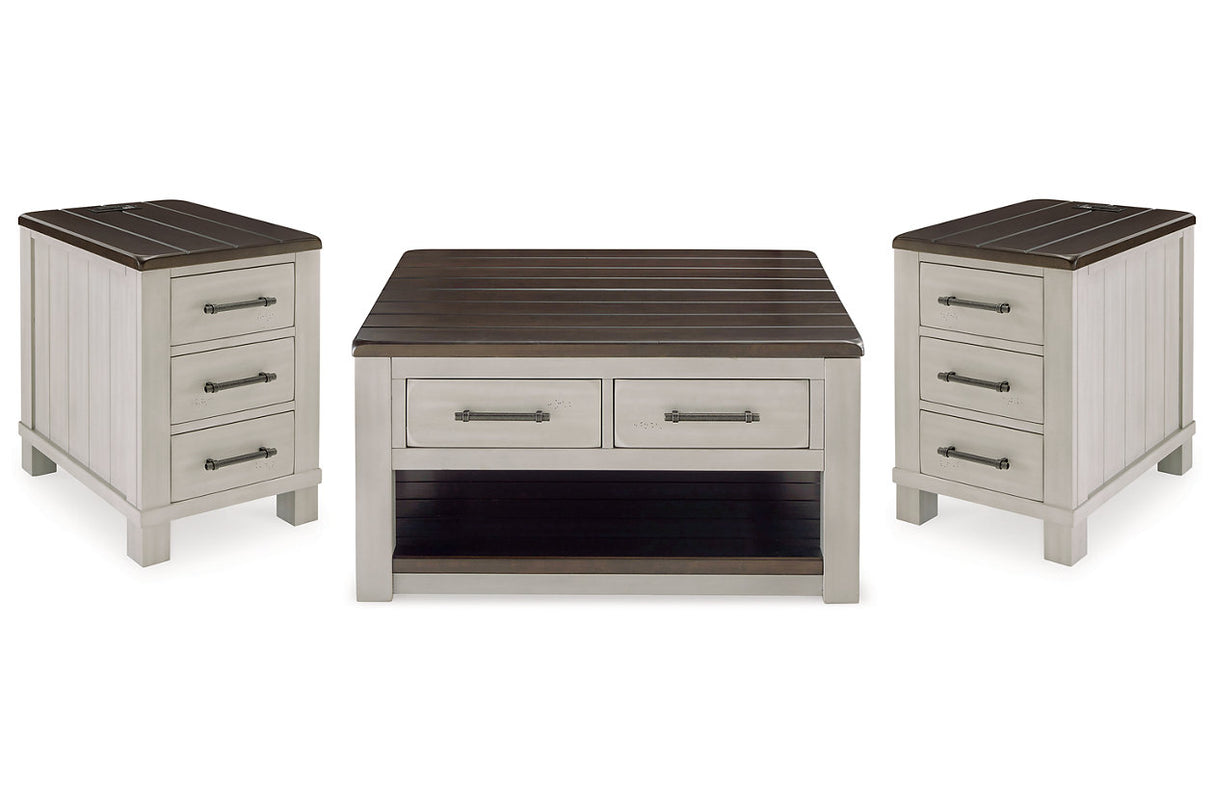 Darborn Gray/Brown Lift-top Coffee Table and 2 Chairside End Tables from Ashley - Luna Furniture