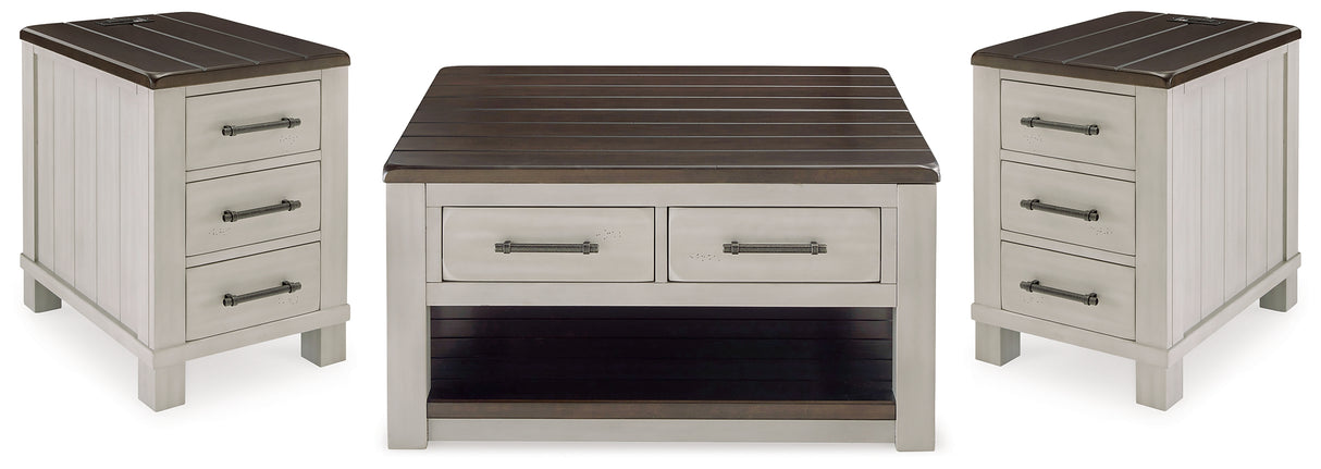 Darborn Gray/Brown Lift-top Coffee Table and 2 Chairside End Tables from Ashley - Luna Furniture
