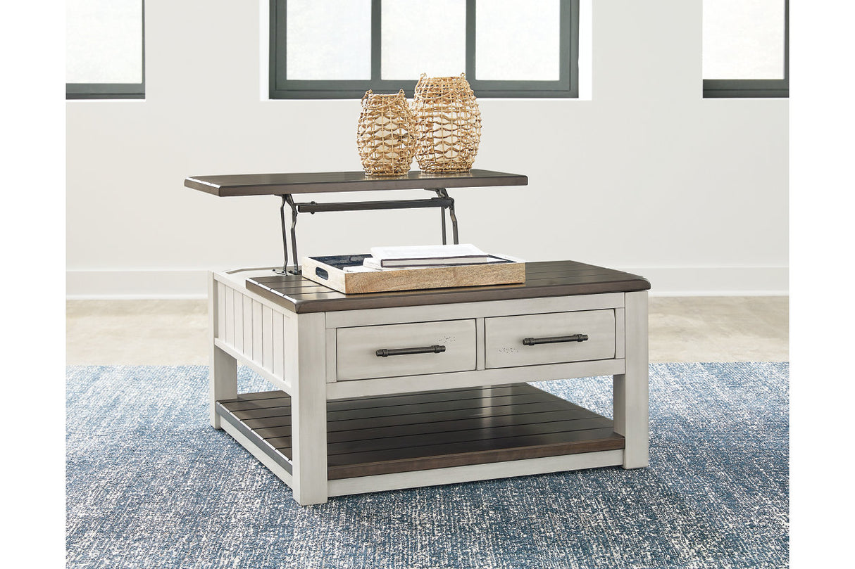 Darborn Gray/Brown Lift-top Coffee Table and 2 Chairside End Tables from Ashley - Luna Furniture