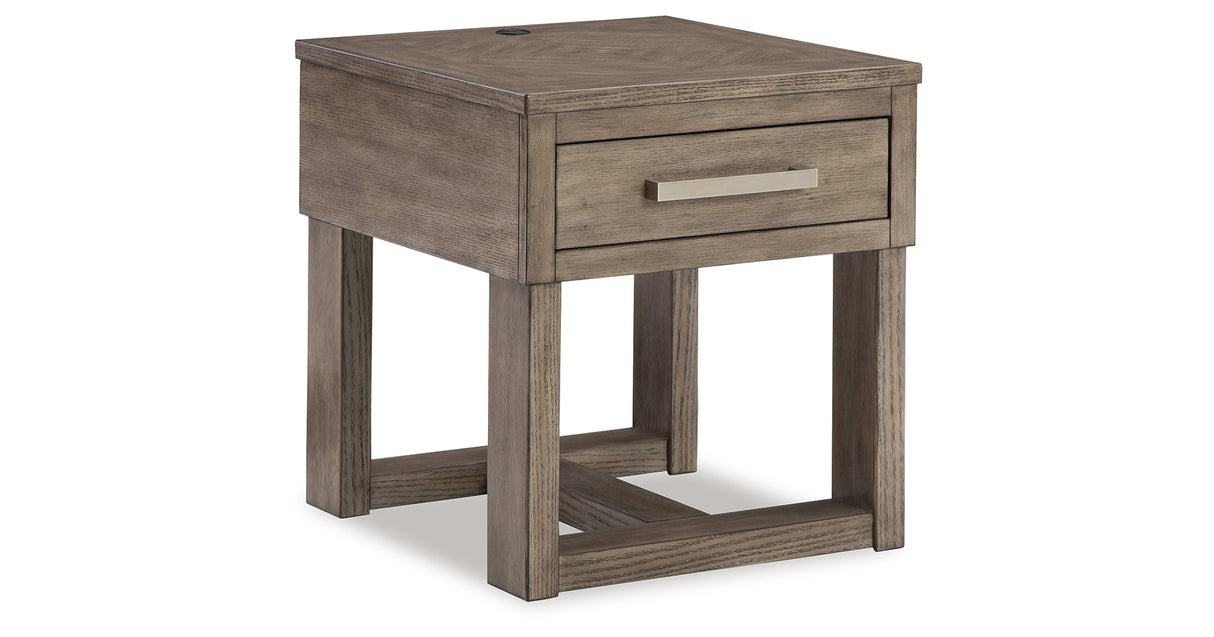 Loyaska Grayish Brown/White End Table from Ashley Furniture - Luna Furniture