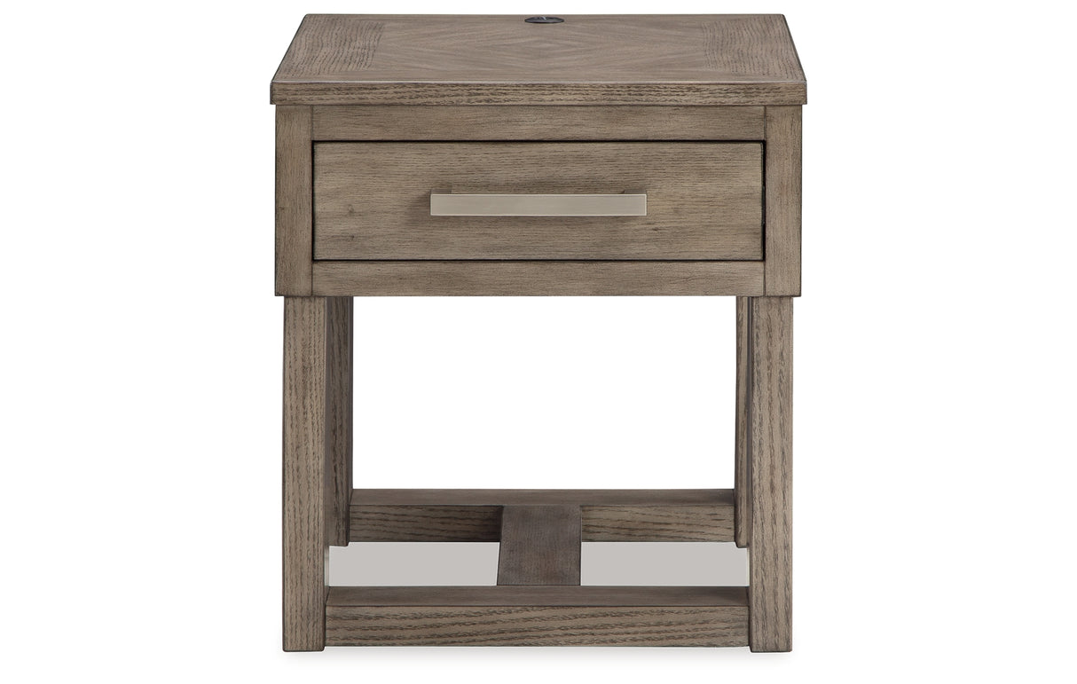 Loyaska Grayish Brown/White End Table from Ashley Furniture - Luna Furniture