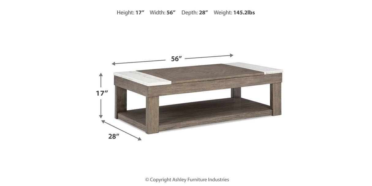 Loyaska Coffee Table with 2 End Tables in Grayish Brown/White from Ashley - Luna Furniture