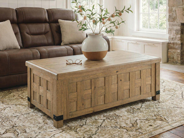 Ridgester Light Brown Lift-Top Coffee Table