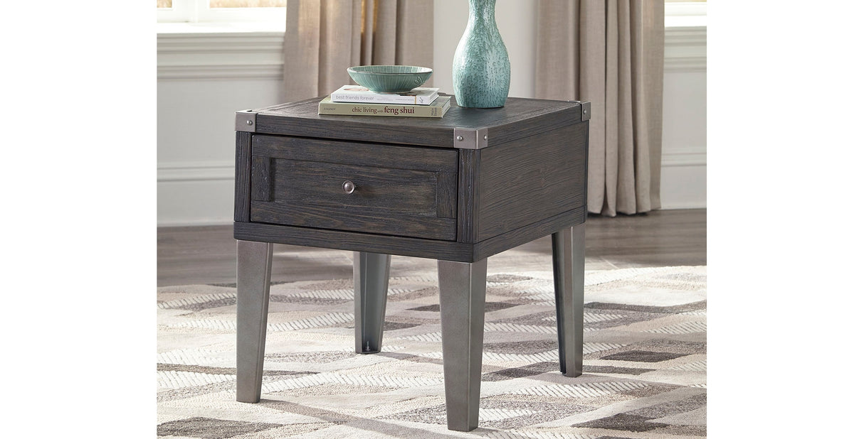 Todoe Dark Gray End Table with USB Ports & Outlets from Ashley - Luna Furniture