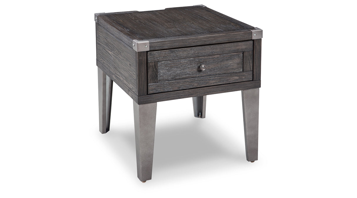 Todoe Dark Gray End Table with USB Ports & Outlets from Ashley - Luna Furniture