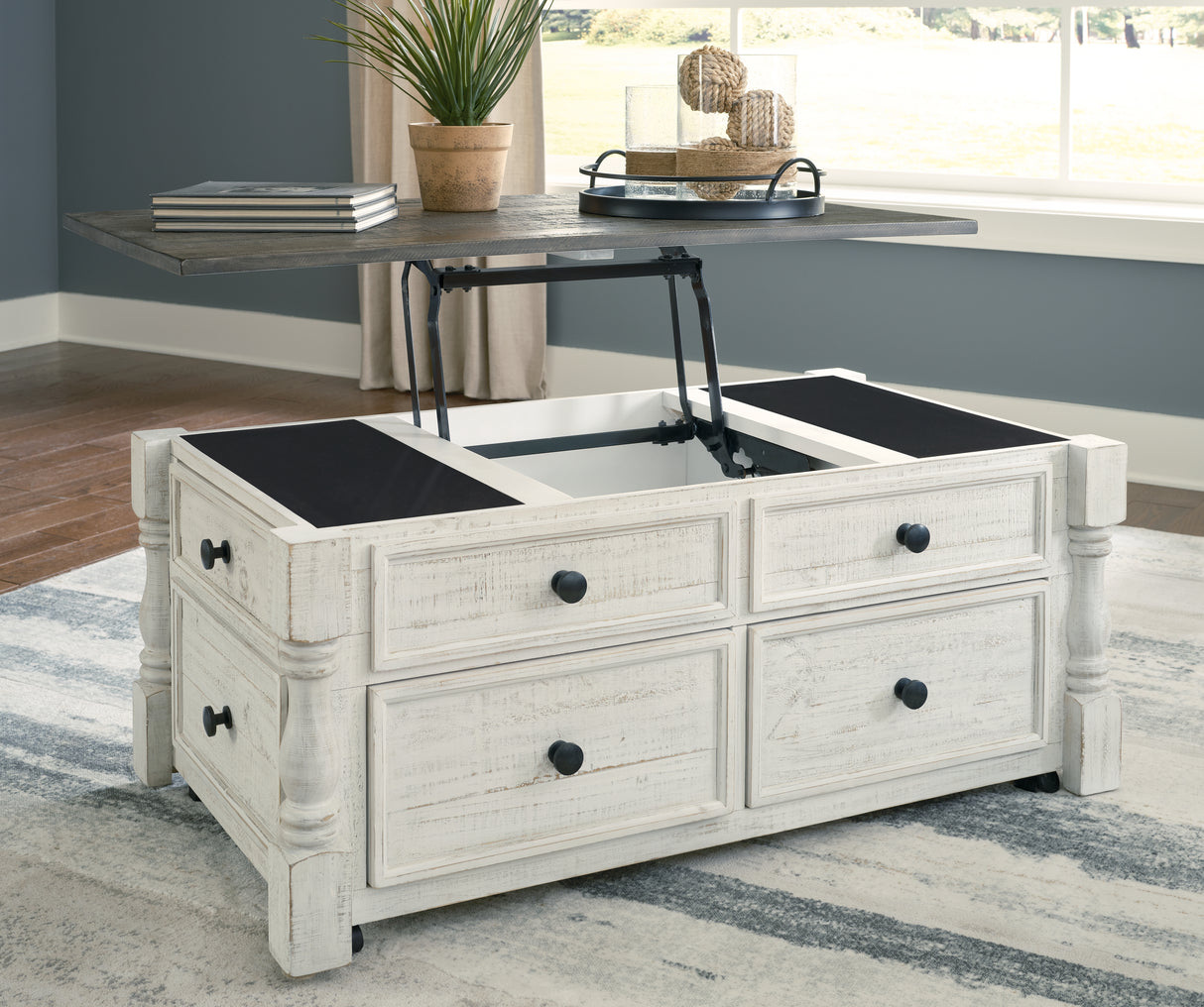 Havalance White/Gray Lift Top Coffee Table and 2 End Tables from Ashley - Luna Furniture