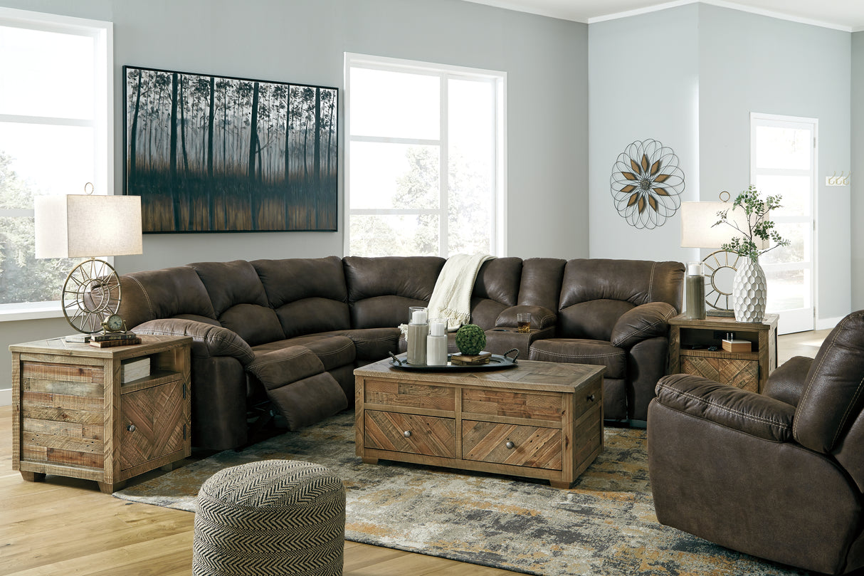 Tambo 2-Piece Sectional with Recliner in Canyon from Ashley - Luna Furniture