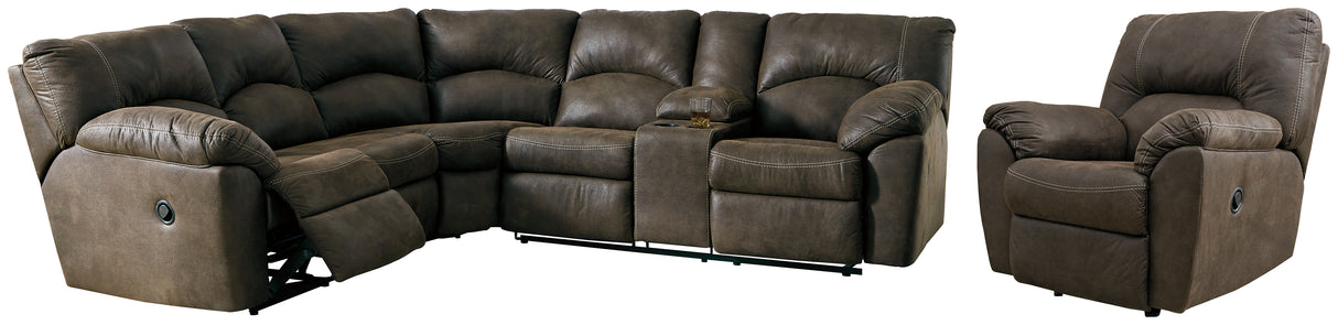 Tambo 2-Piece Sectional with Recliner in Canyon from Ashley - Luna Furniture