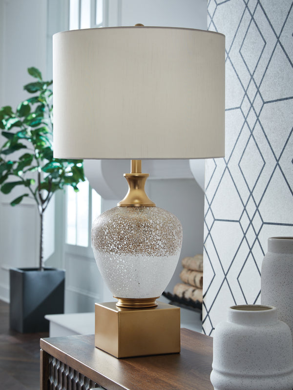 Tavisburg Brown/White/Gold Table Lamp