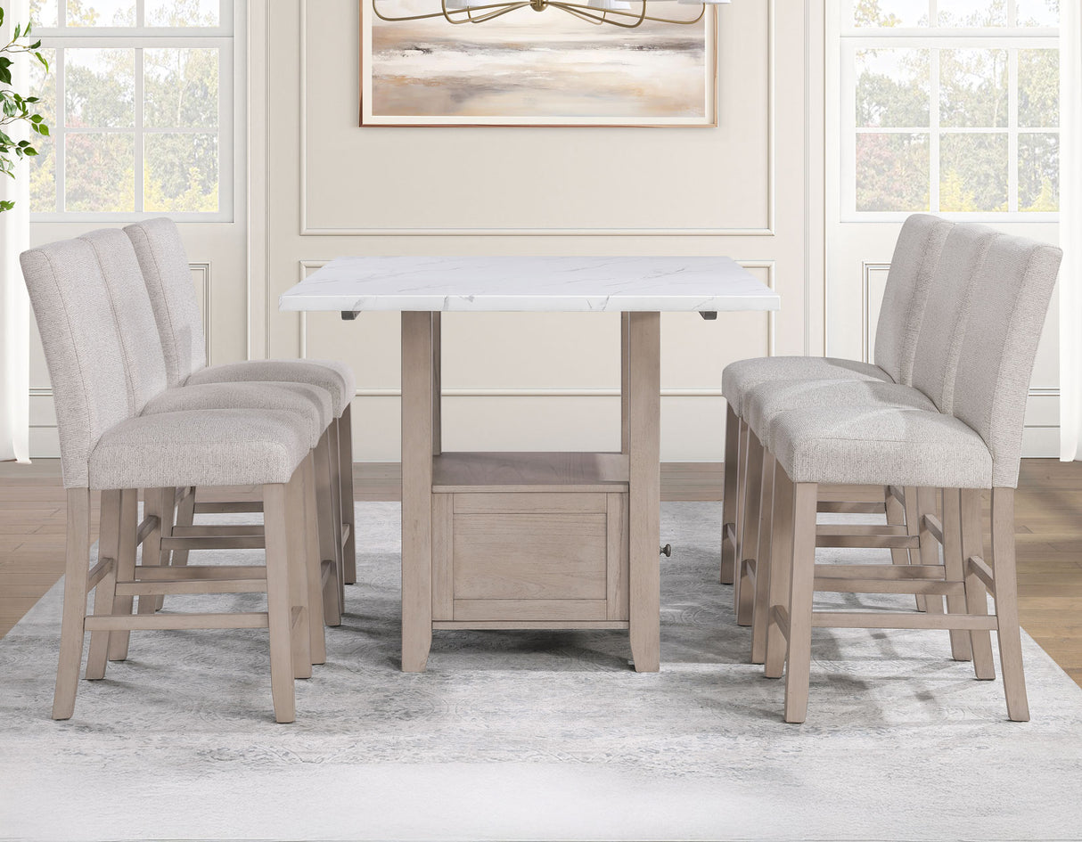 Taylor Tan Faux-Marble Counter Height Dining Set from Steve Silver - Luna Furniture