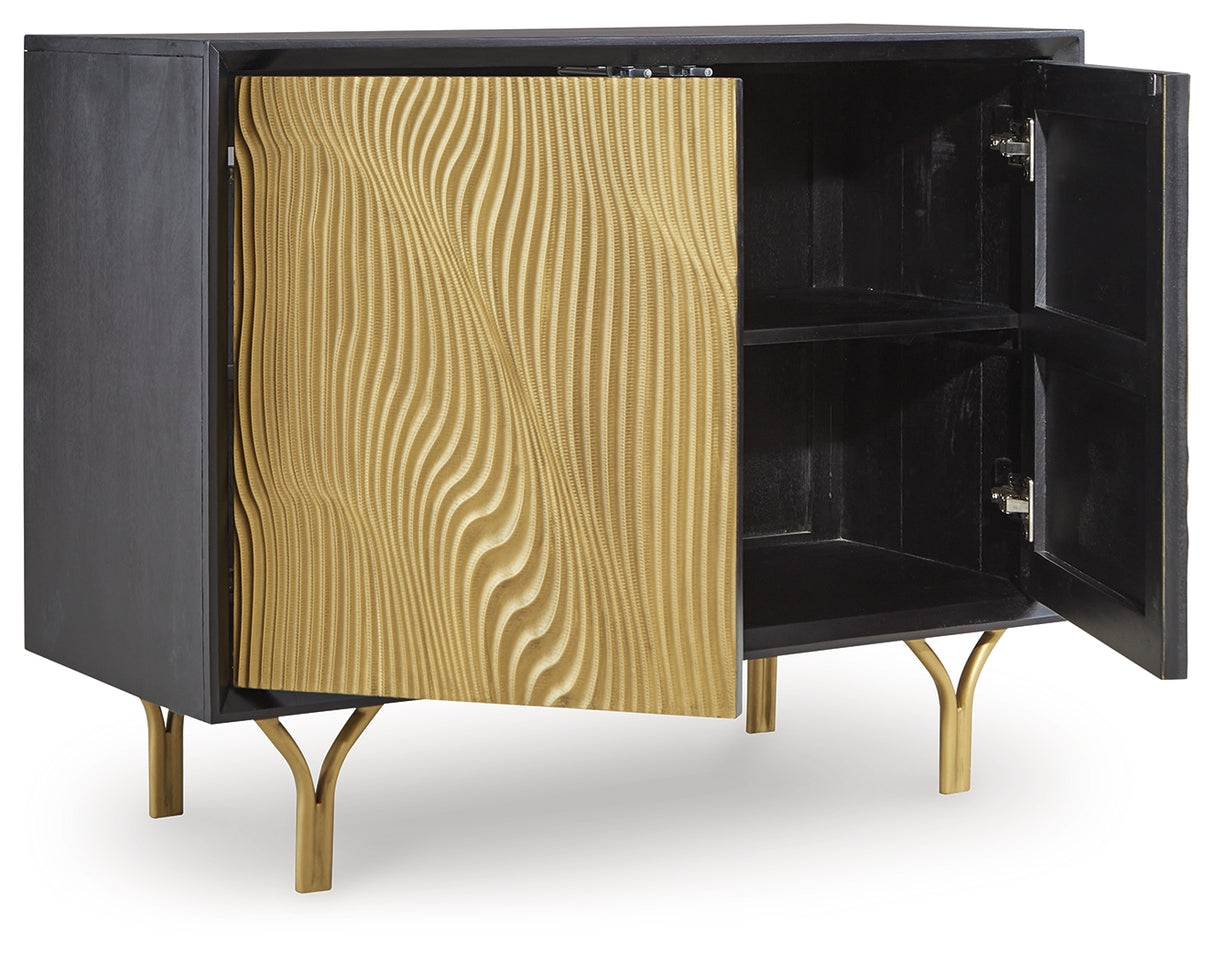 Tayner Black/Gold Finish Accent Cabinet from Ashley - Luna Furniture