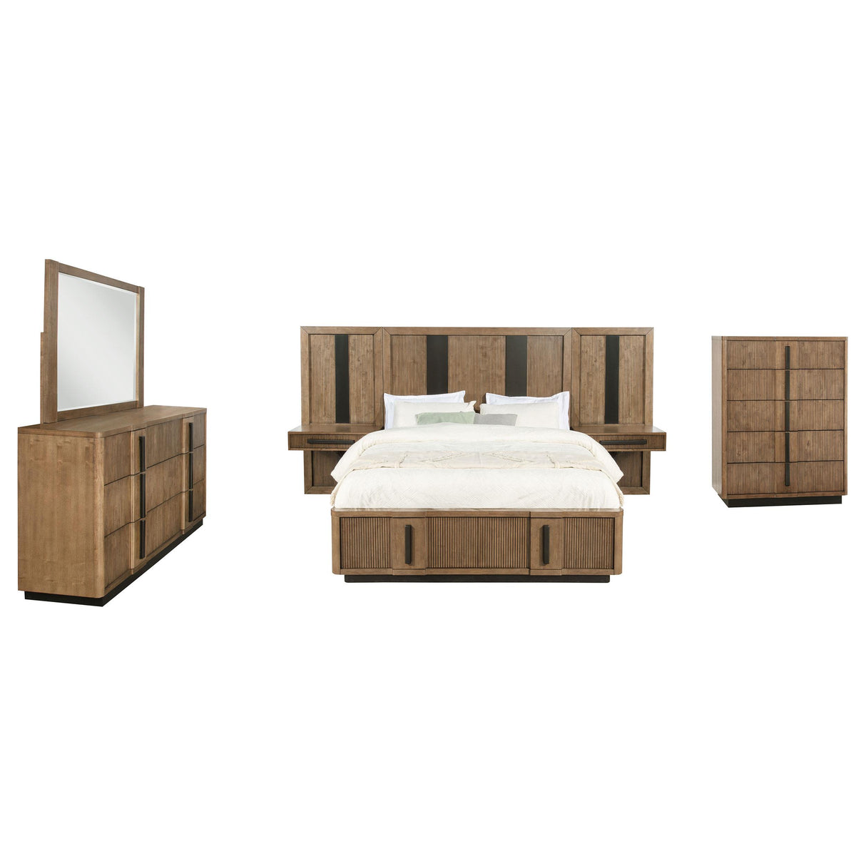 Terrace 6-piece Eastern King Wall Panel Bedroom Set Ash Brown from Coaster - Luna Furniture