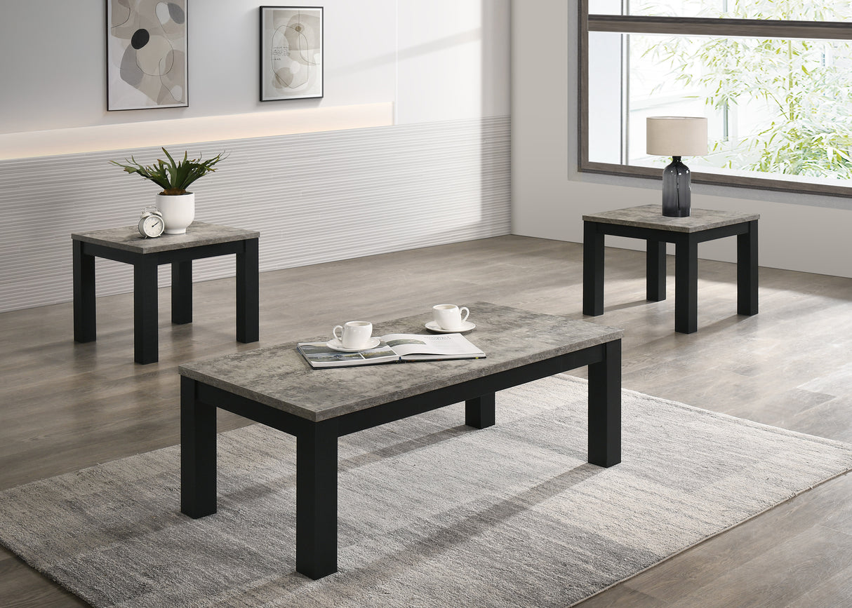 Theo Concrete/Black 3-Piece Cocktail Set from Crown Mark - Luna Furniture