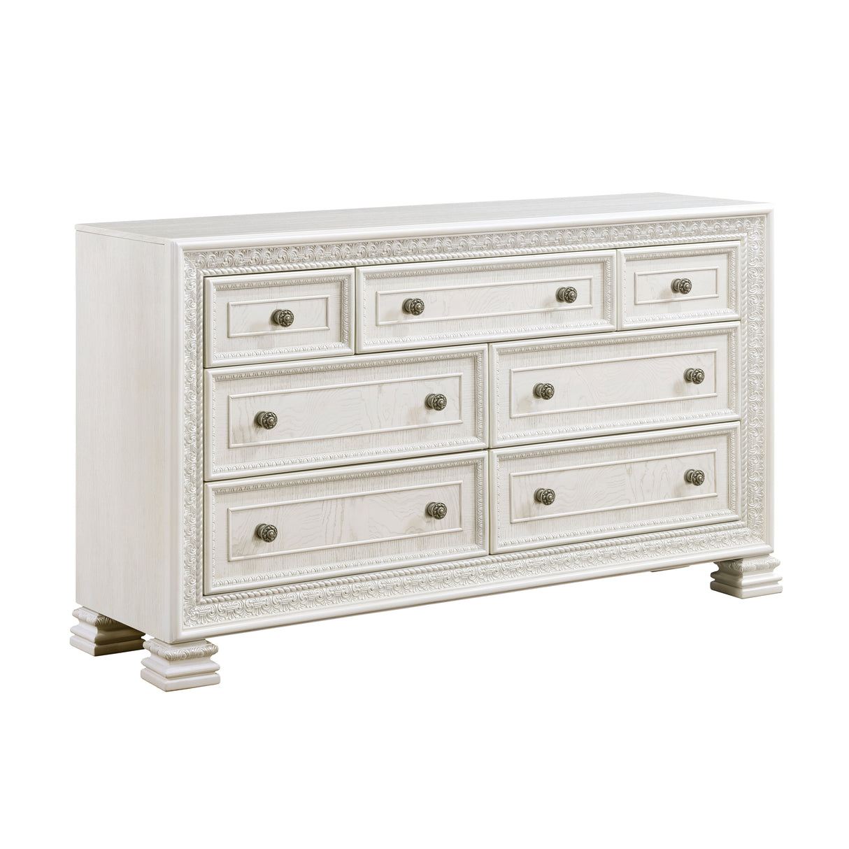 Theodora Pearl White Upholstered Panel Bedroom Set from Homelegance - Luna Furniture