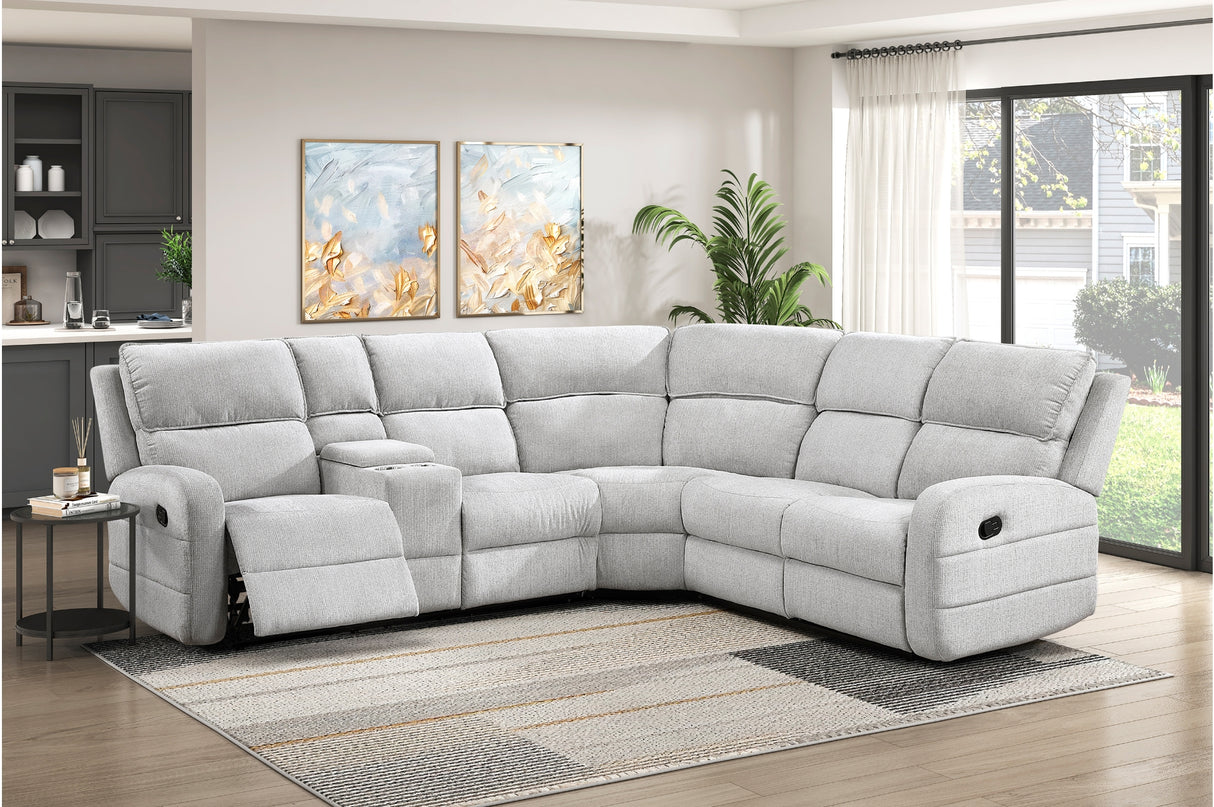 Thorne Gray 3-Piece Reclining Sectional with Left Console from Homelegance - Luna Furniture
