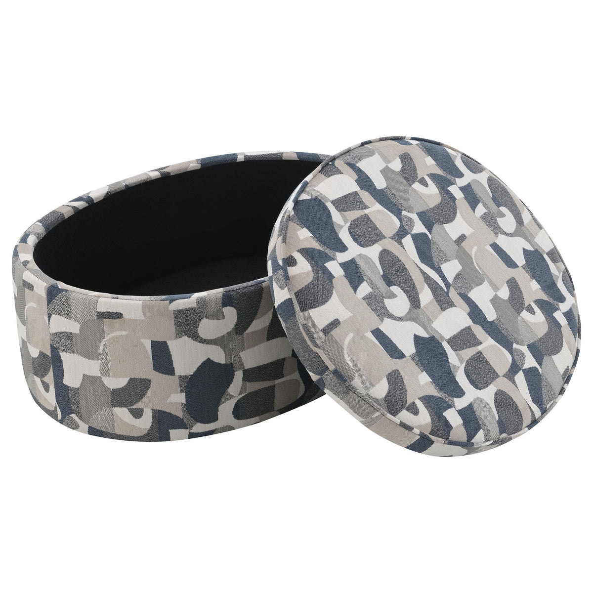 Tomkins Indigo Blue Oval Upholstered Storage Ottoman from Coaster - Luna Furniture