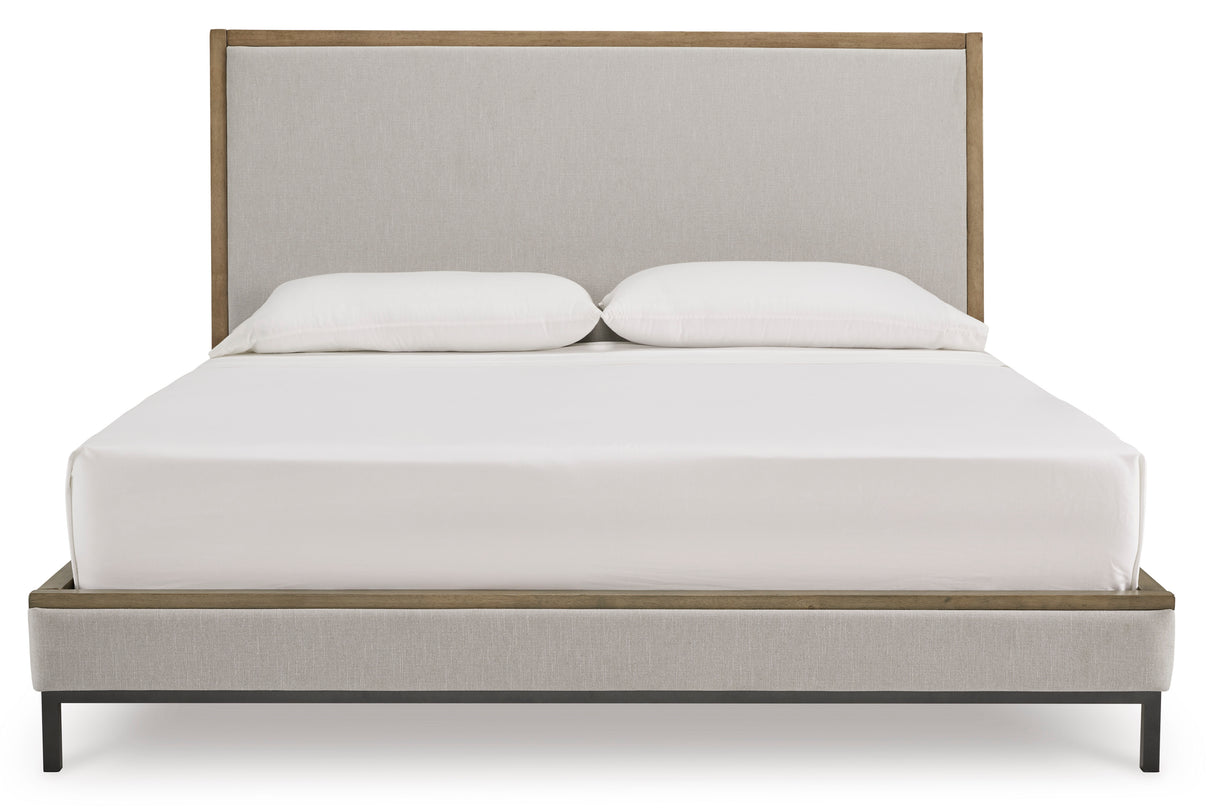 Tomtyn Light Brown Queen Upholstered Platform Bed from Ashley Furniture - Luna Furniture