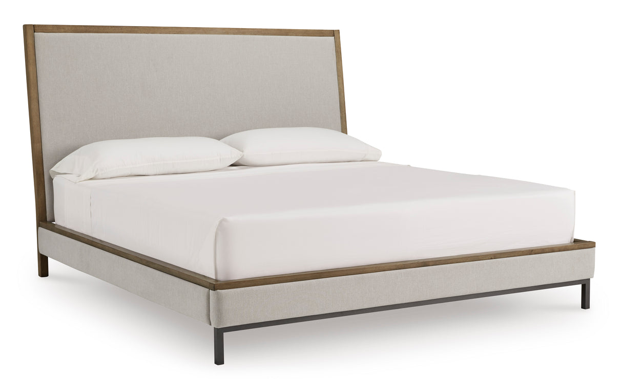 Tomtyn Light Brown Queen Upholstered Platform Bed from Ashley Furniture - Luna Furniture