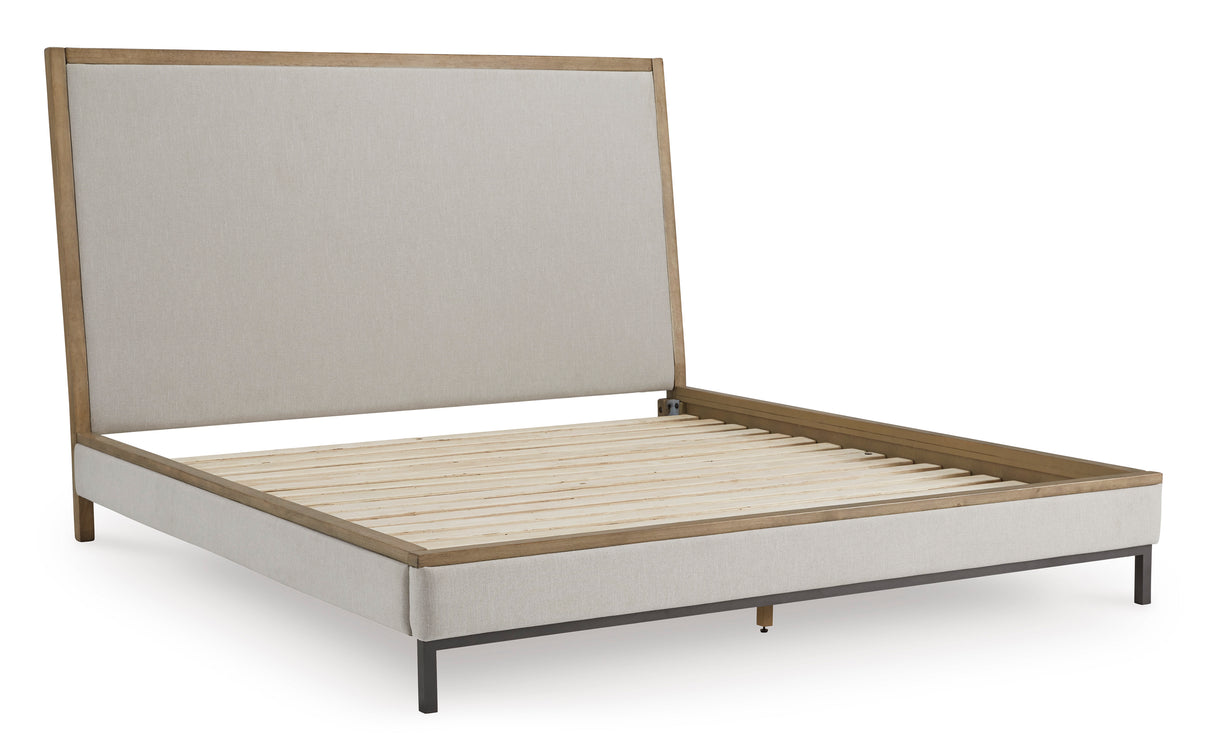 Tomtyn Light Brown Queen Upholstered Platform Bed from Ashley Furniture - Luna Furniture