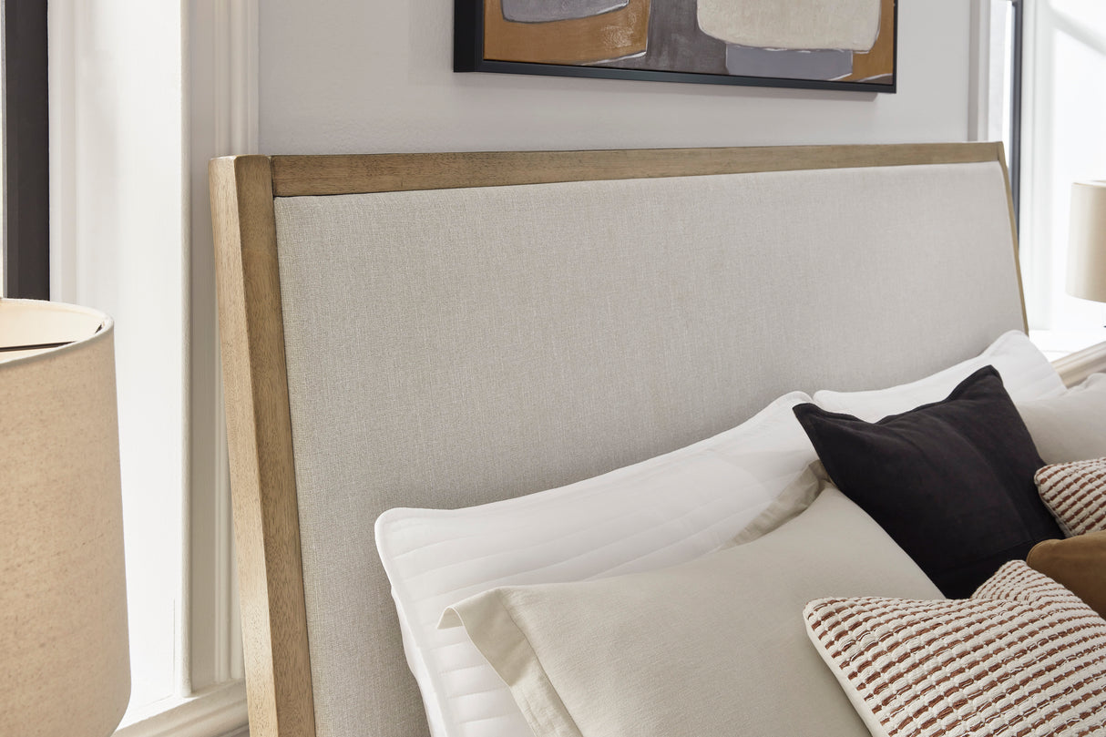 Tomtyn Light Brown Queen Upholstered Platform Bed from Ashley Furniture - Luna Furniture
