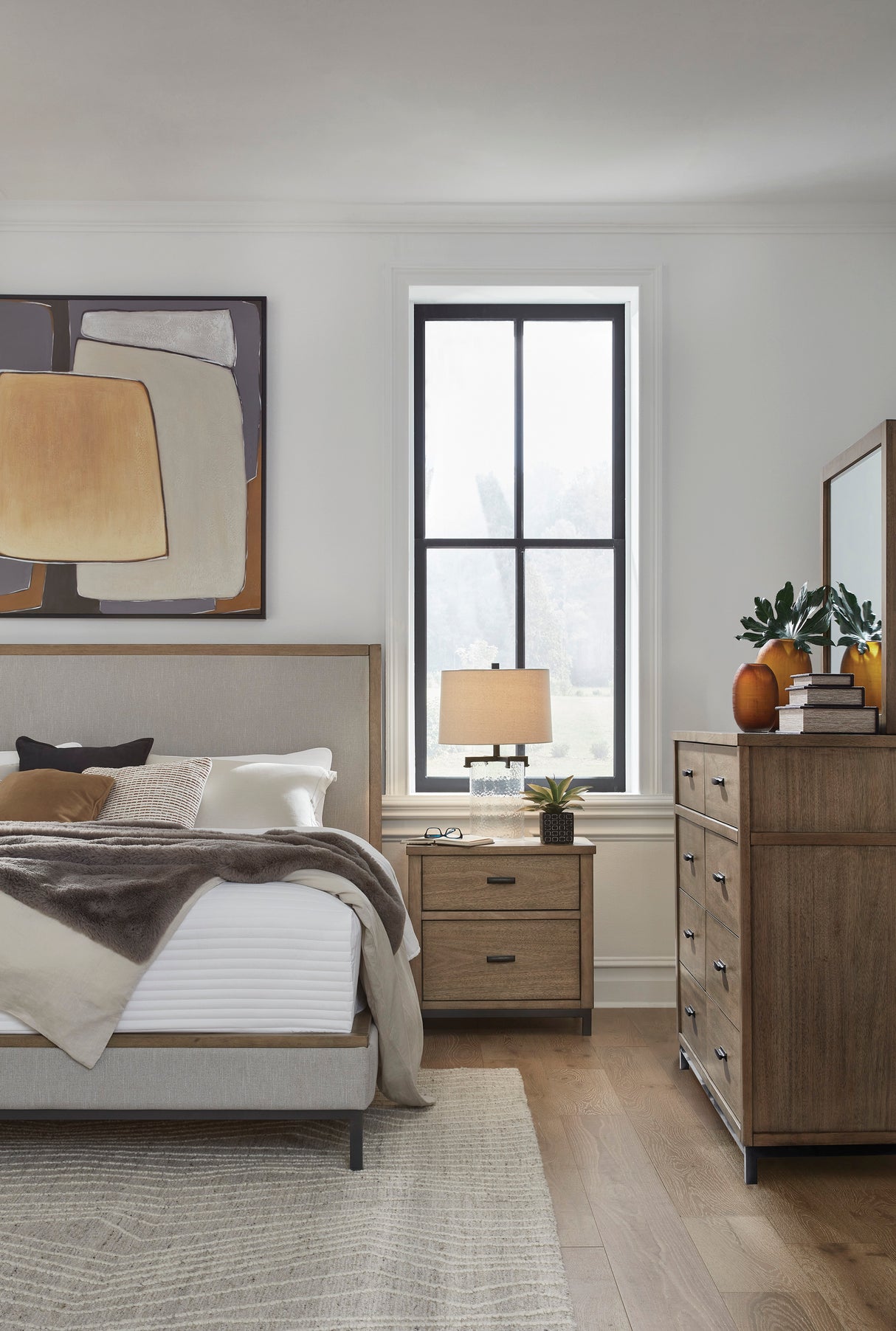 Tomtyn Light Brown Queen Upholstered Platform Bed from Ashley Furniture - Luna Furniture