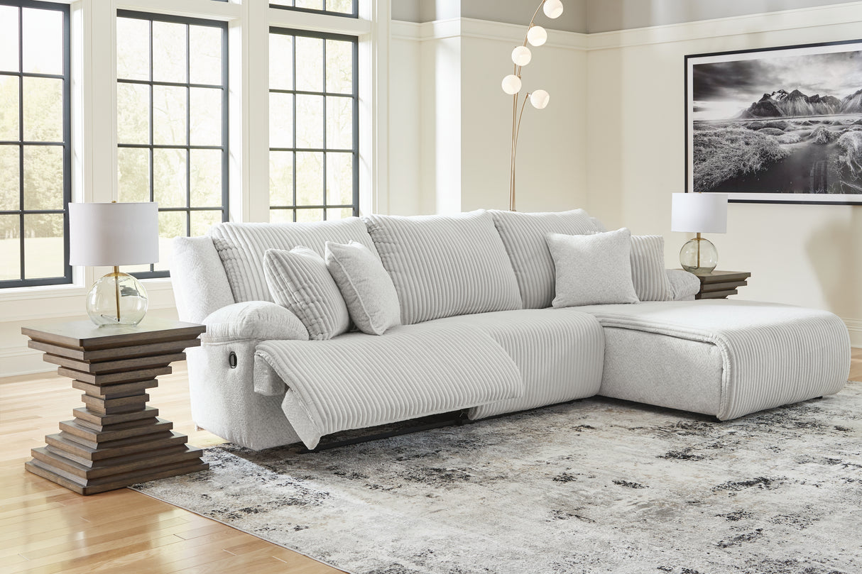 Top Tier Alloy 3-Piece RAF Chaise Reclining Sectional from Ashley - Luna Furniture