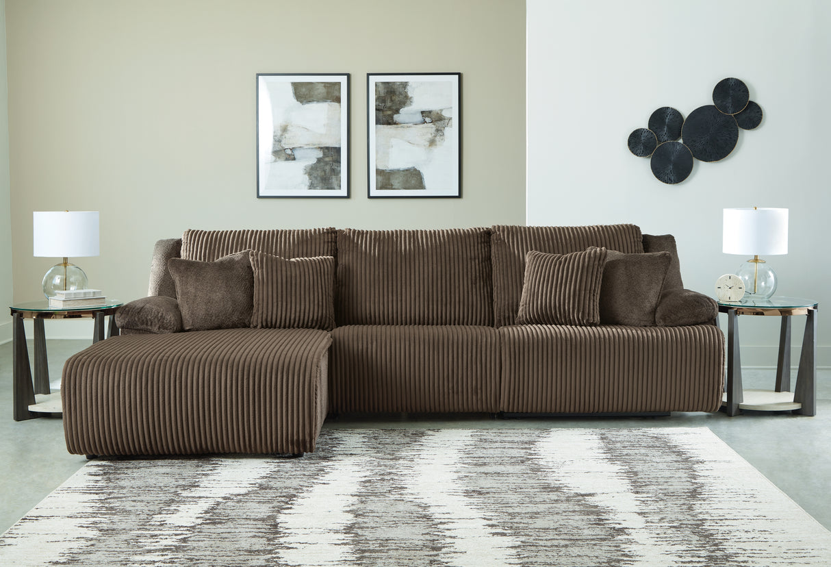 Top Tier Chocolate 3-Piece LAF Chaise Reclining Sectional from Ashley - Luna Furniture
