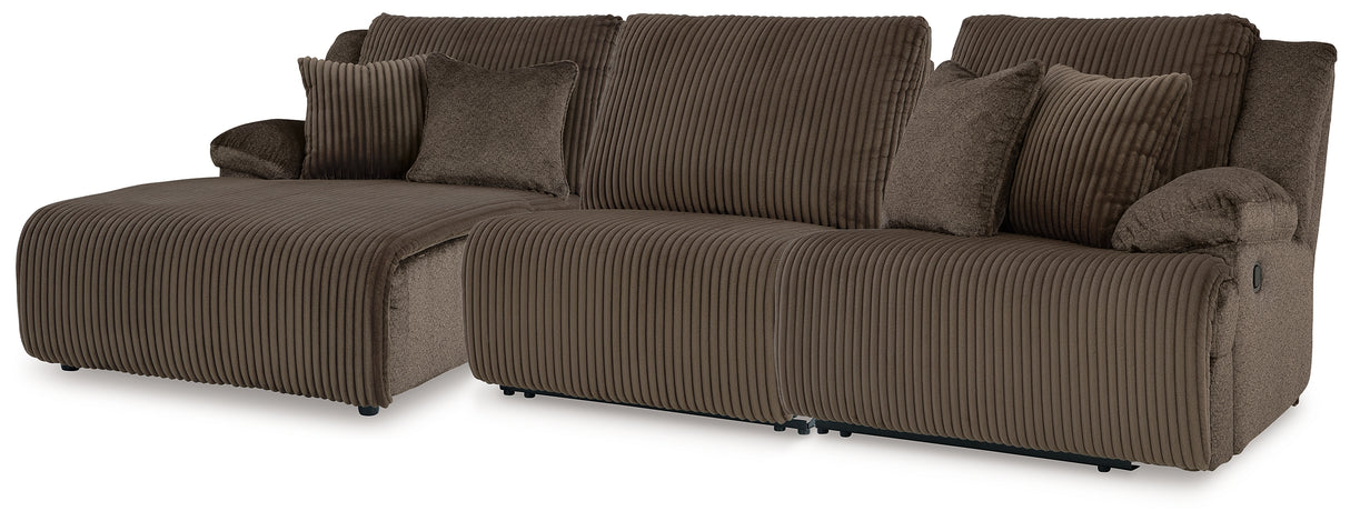 Top Tier Chocolate 3-Piece LAF Chaise Reclining Sectional from Ashley - Luna Furniture