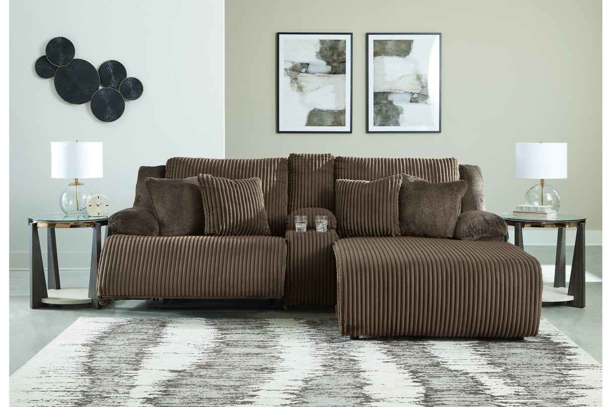 Top Tier Chocolate 3-Piece RAF Chaise Reclining Sectional from Ashley - Luna Furniture