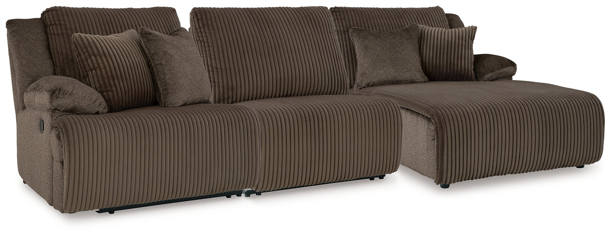 Top Tier Chocolate 3-Piece RAF Chaise Reclining Sectional from Ashley - Luna Furniture