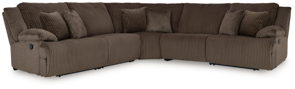 Top Tier Chocolate 5-Piece Sectional with Recliner from Ashley - Luna Furniture