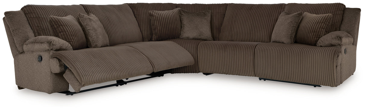 Top Tier Chocolate 5-Piece Sectional with Recliner from Ashley - Luna Furniture