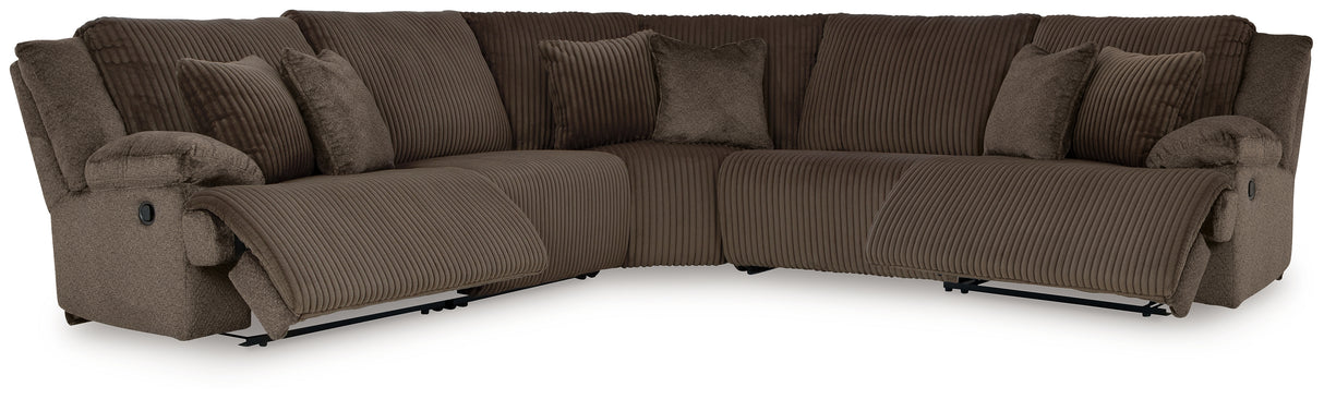 Top Tier Chocolate 5-Piece Sectional with Recliner from Ashley - Luna Furniture