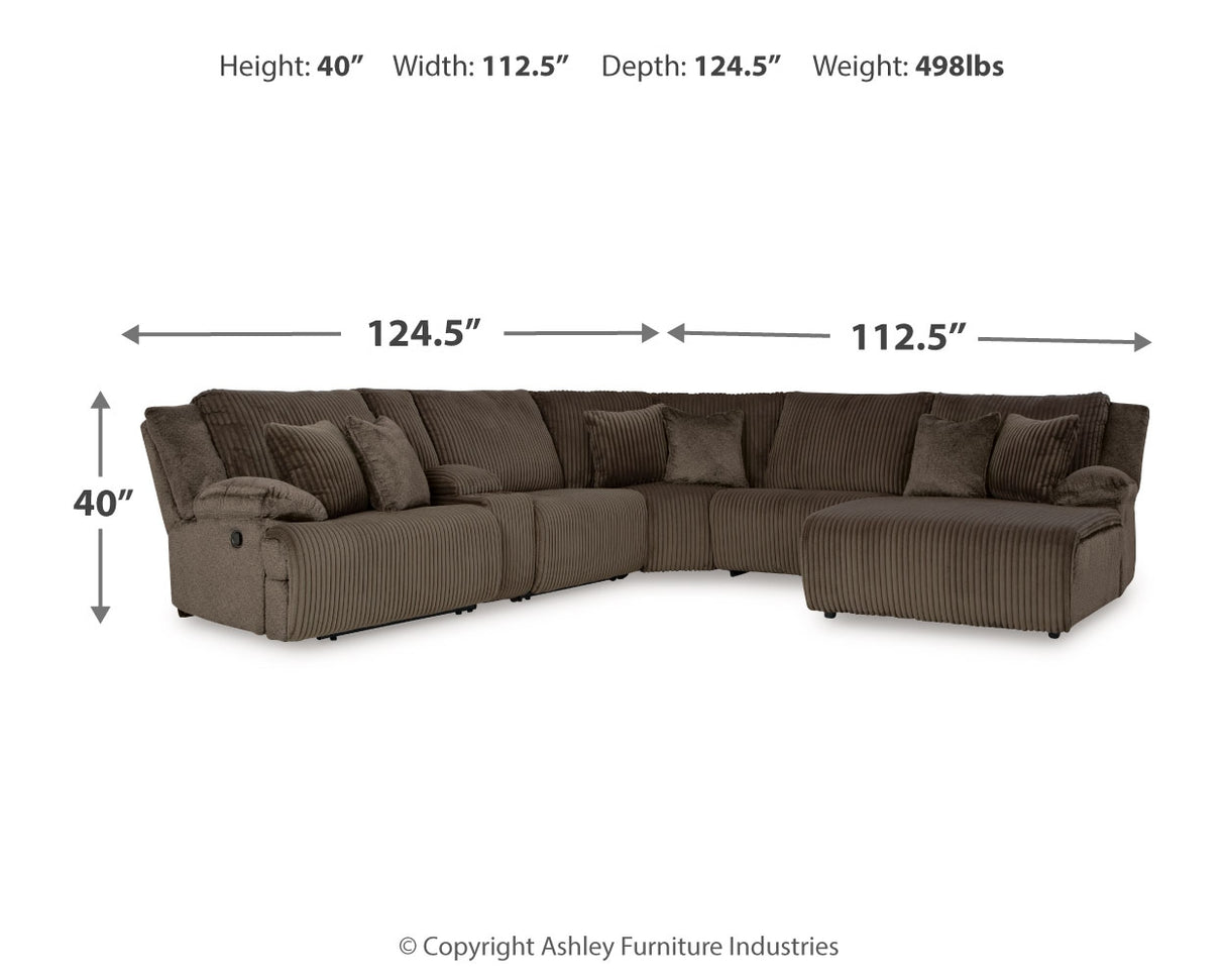 Top Tier Chocolate 6-Piece Sectional with Recliner from Ashley - Luna Furniture