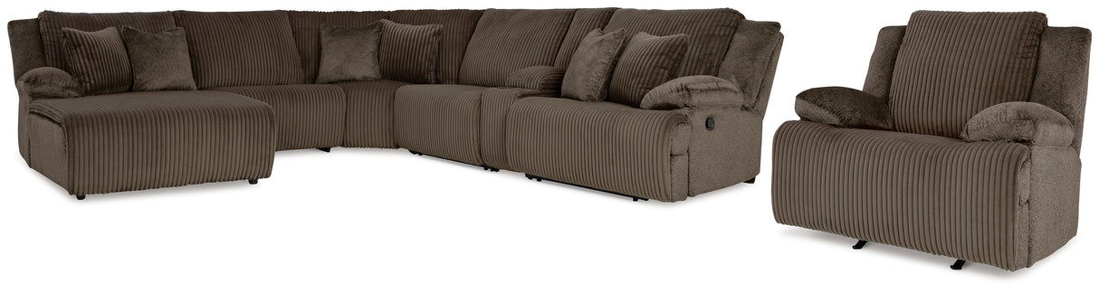 Top Tier Chocolate 6-Piece Sectional with Recliner from Ashley - Luna Furniture
