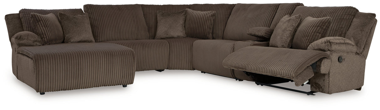 Top Tier Chocolate 6-Piece Sectional with Recliner from Ashley - Luna Furniture
