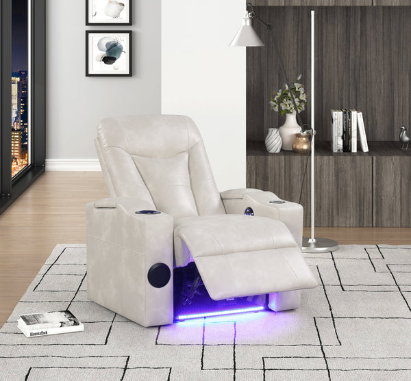 Topgun Ivory Power Recliner with Bluetooth Speaker and Led Light