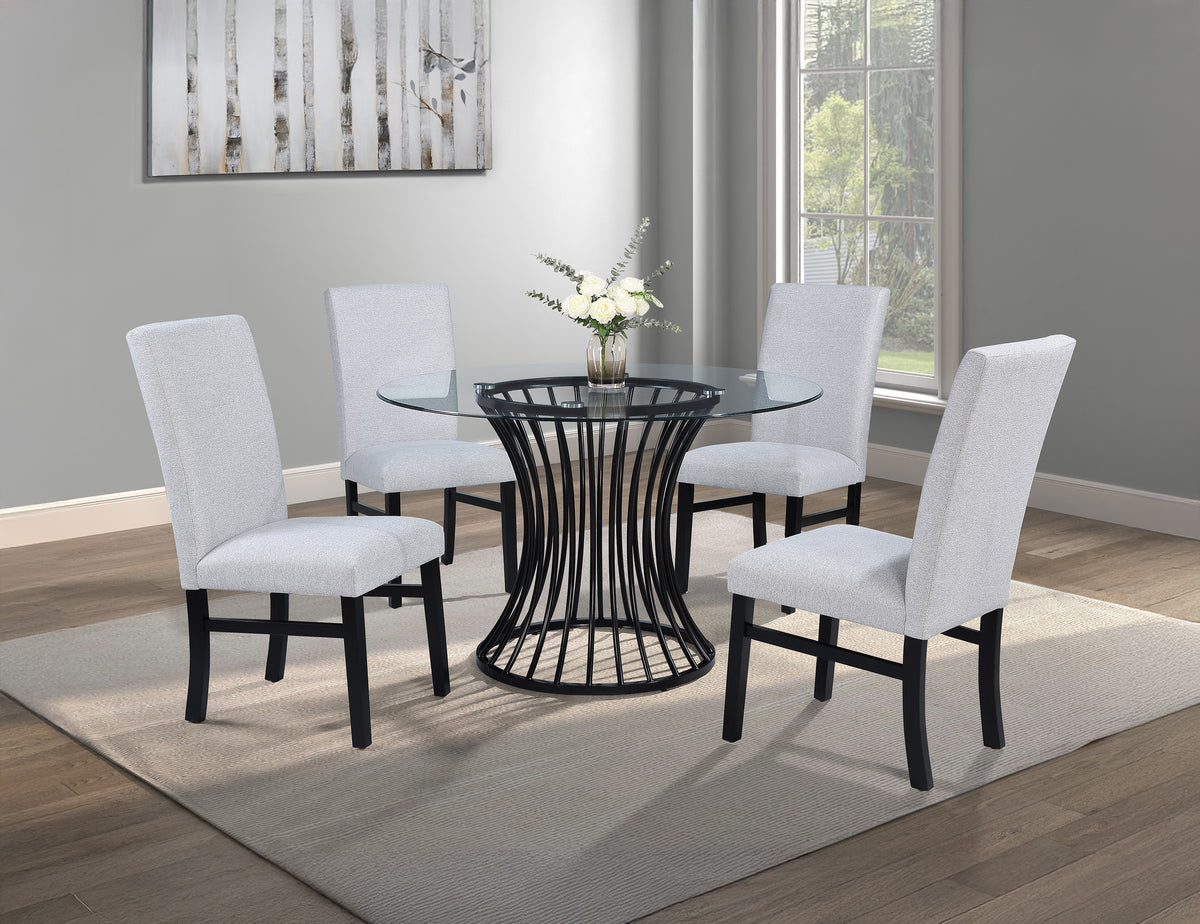 Tracy Black Round Glass Top Dining Table from Crown Mark - Luna Furniture