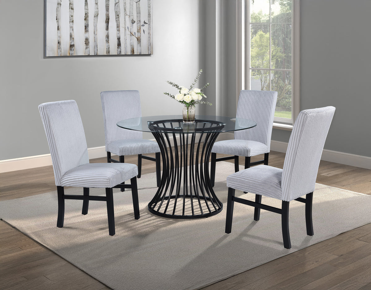 Tracy Light Gray Round Dining Set from Crown Mark - Luna Furniture