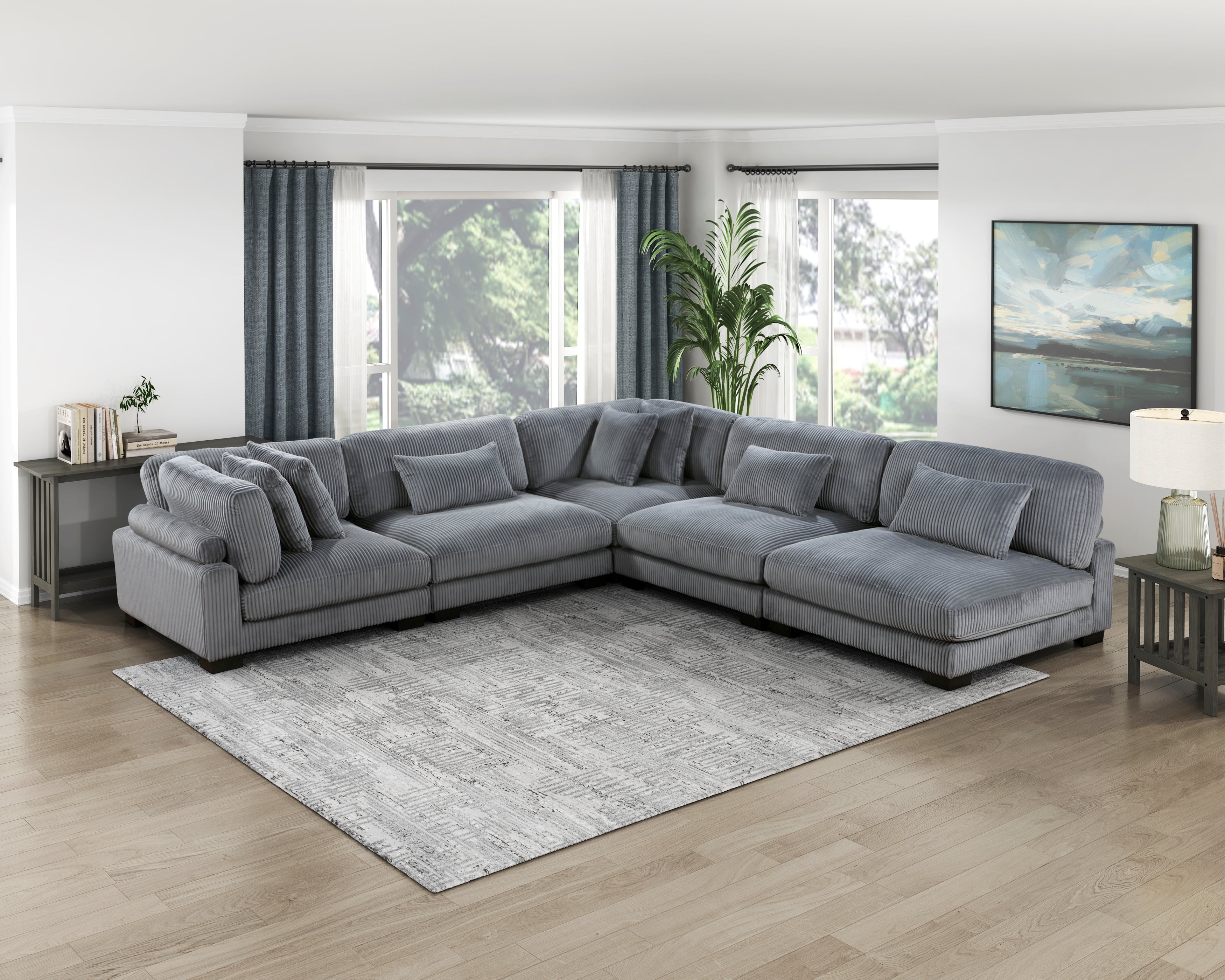 8555GY*5SC (5)5-Piece Modular Sectional - Luna Furniture